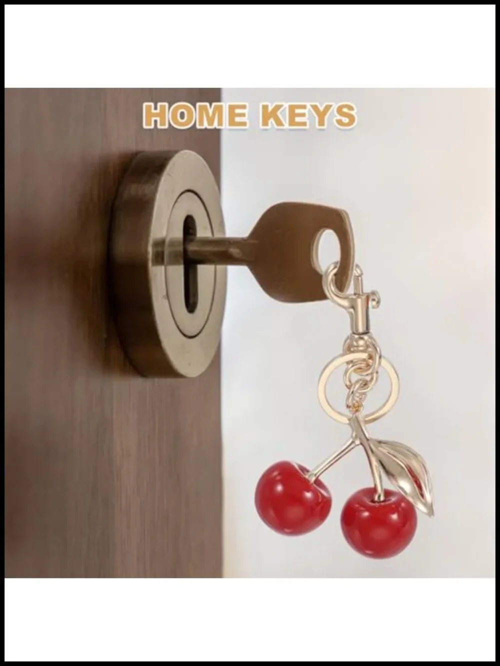 Cute Cherry Keychain with Key Ring and Clip - Metal Resin Keychain Decorative